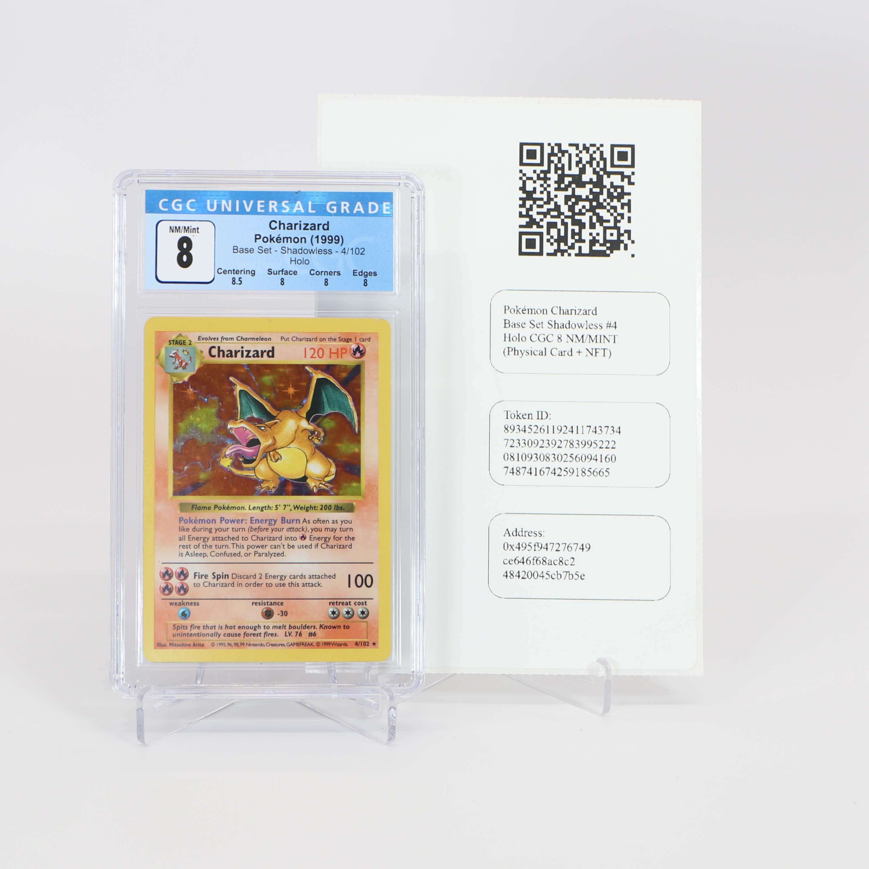 Pokémon Charizard Base Set Shadowless #4 Holo CGC 8 NM/MINT 