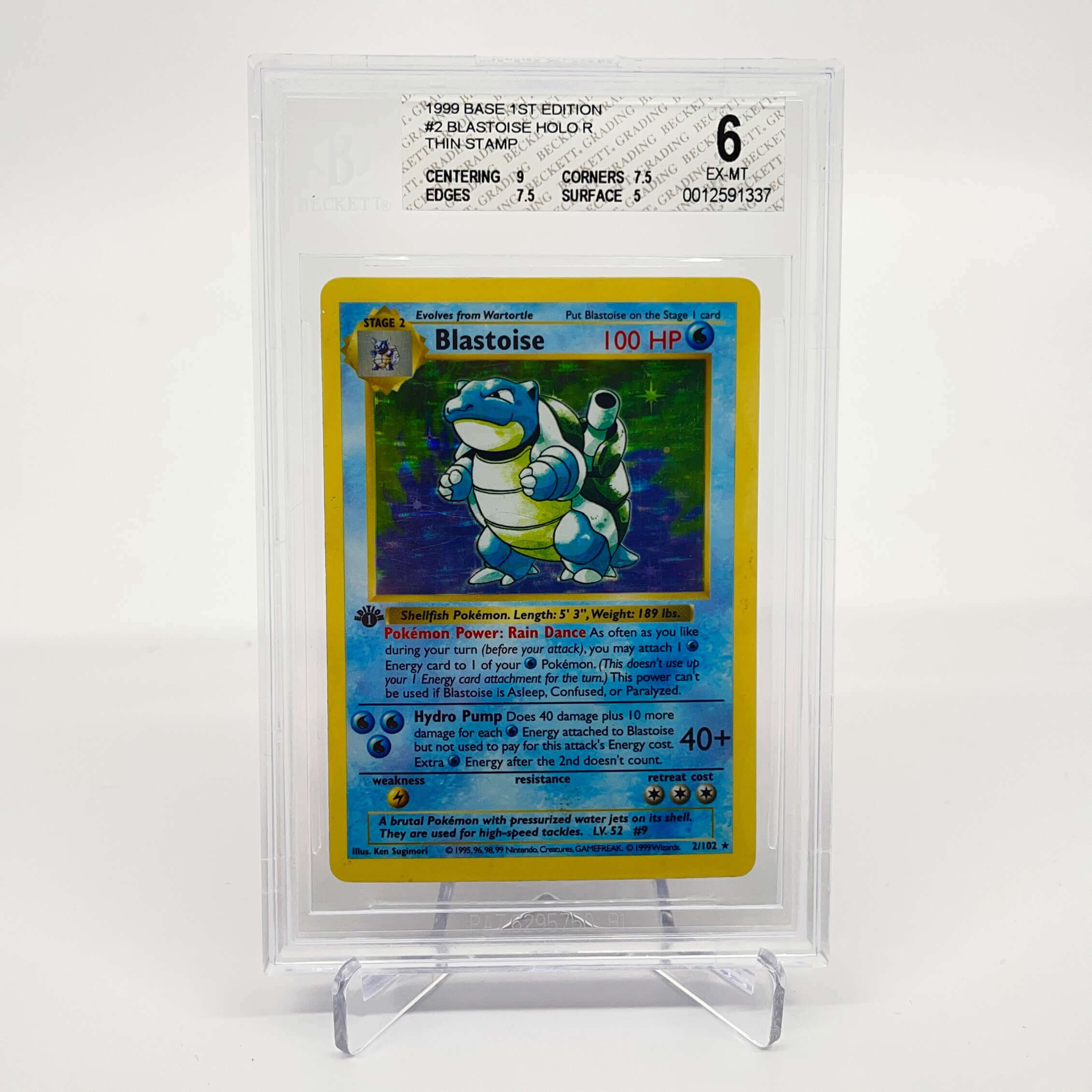 Pokémon Blastoise Base Set Shadowless 1st Edition #2 Holo BGS 6 EX